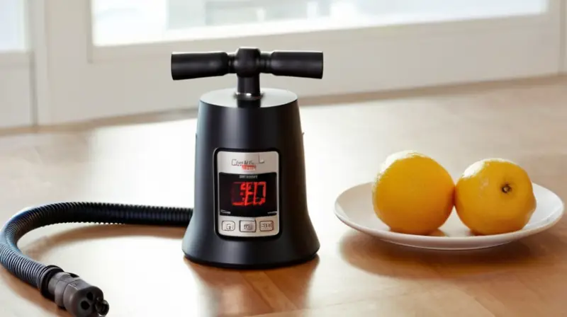 Bomba eléctrica compacta y elegante con pantalla digital y detalles ergonómicos