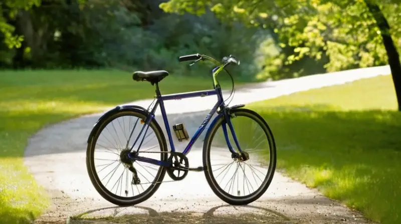 Una bicicleta Bergamont elegante brilla bajo el sol en un parque verde, invitando a la aventura