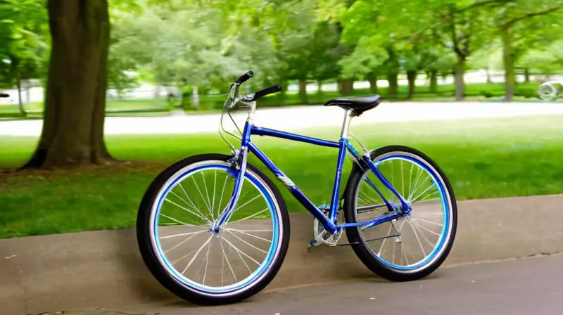 Una bicicleta Bergamont brillante y elegante se destaca en un parque urbano soleado, lista para un paseo