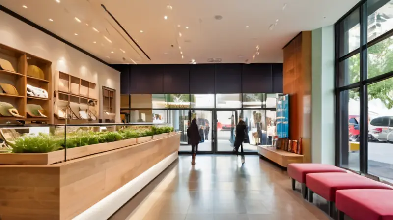 Tienda moderna y luminosa con vitrinas amplias