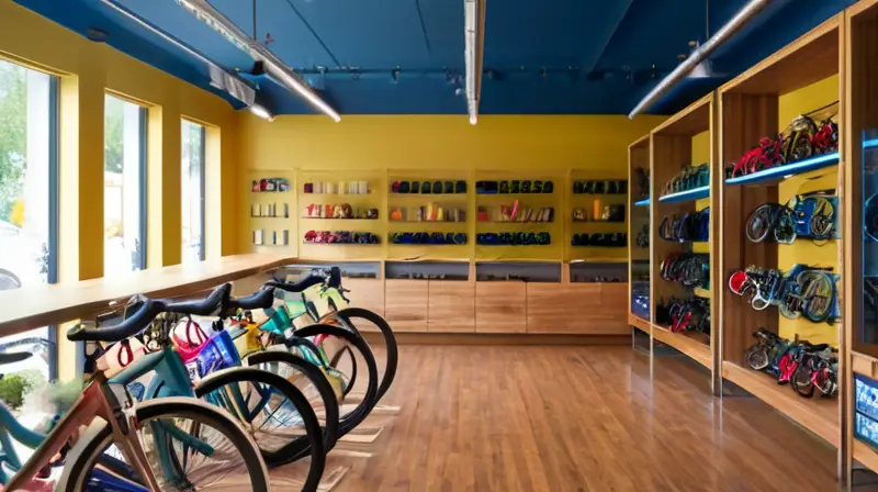 Una tienda moderna y luminosa exhibe bicicletas de diversos estilos bajo la luz natural, creando un ambiente acogedor para los clientes