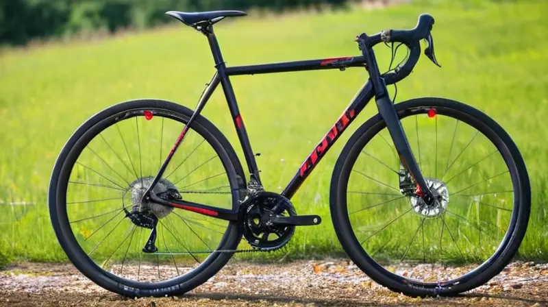 Una bicicleta de ciclocross de segunda mano con un marco negro mate