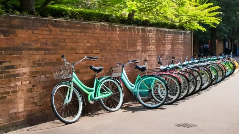 Una animada escena urbana con bicicletas de segunda mano