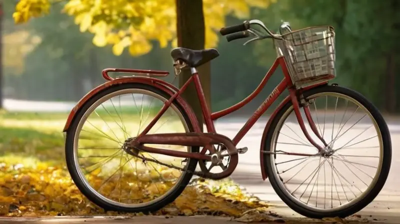 Una bicicleta roja desgastada y oxidada