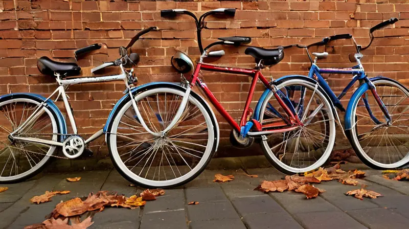 Una fila de bicicletas BH de segunda mano brilla bajo la luz del sol, con colores vibrantes y detalles que reflejan su uso y carácter