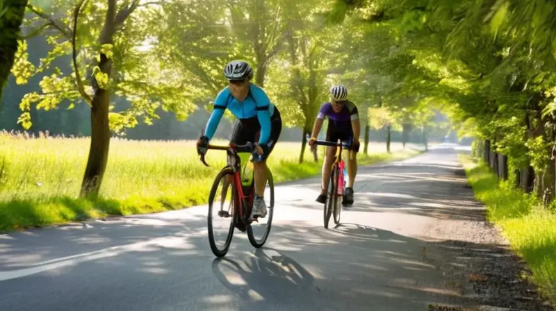 Bicicletas eléctricas coloridas y aerodinámicas están alineadas en una carretera asfaltada bajo un cielo azul