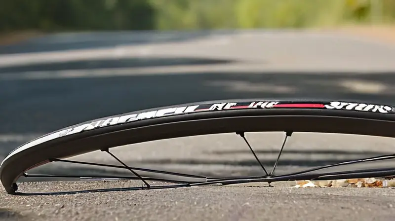 Bicicleta de carbono elegante y ligera con detalles rojos