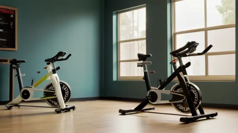 Bicicleta de ejercicio con diseño elegante, construcción robusta y características ergonómicas, lista para un entrenamiento intenso