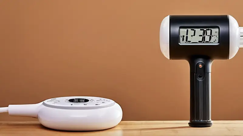 Una bomba digital compacta con diseño metálico, pantalla precisa y detalles ergonómicos, que evoca funcionalidad y precisión