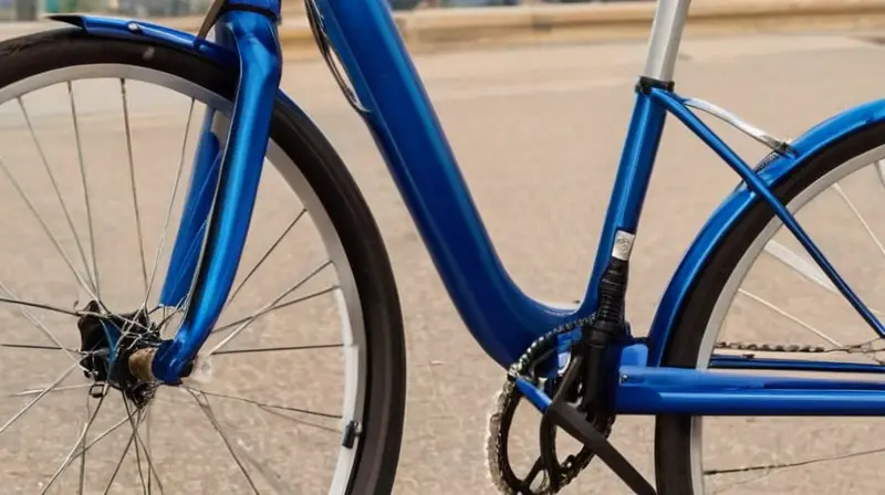 Bicicleta plegable compacta de diseño elegante y color azul vibrante, con estructura ligera de aluminio y características ergonómicas, ideal para la ciudad