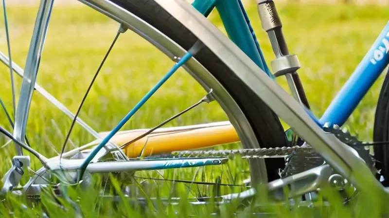 Una bicicleta en mantenimiento, con su rueda brillante y herramientas organizadas, refleja cuidado y atención