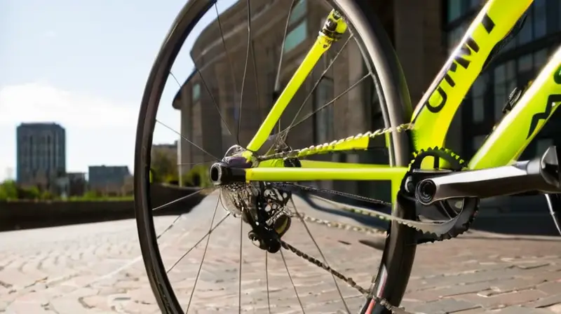 Bicicleta de aluminio elegante y ligera con acabado metálico pulido, detalles intrincados y diseño aerodinámico que resalta su rendimiento