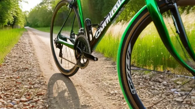 Bicicleta Cannondale SuperSix EVO en verde esmeralda, con componentes Shimano 105 Di2, diseño aerodinámico y detalles que transmiten velocidad y movimiento