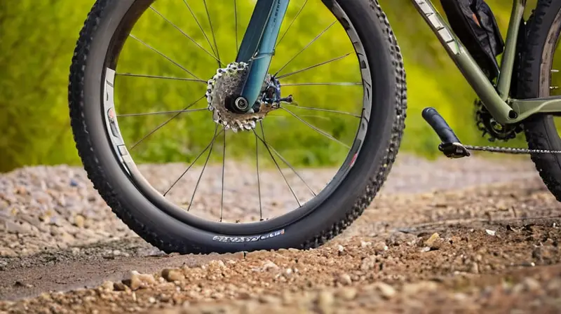 Una llanta de bicicleta de gravel robusta y detallada
