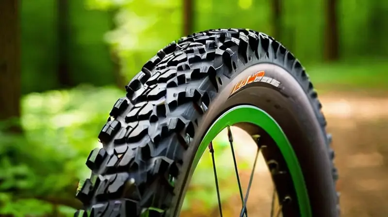 Una llanta de bicicleta de montaña robusta y detallada