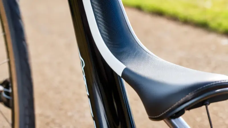 Silla de bicicleta negra, aerodinámica y cómoda, con detalles elegantes y diseño ergonómico para ciclistas de alto rendimiento