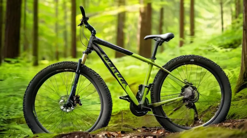 Una bicicleta Giant Talon 4 destaca en un sendero montañoso rodeado de un bosque iluminado por el sol