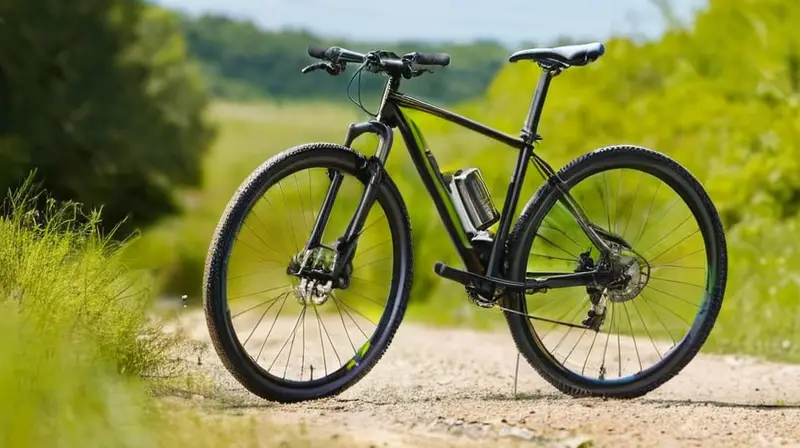 Bicicleta de aluminio negra con detalles verdes