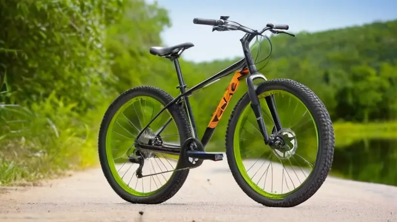 Bicicleta de aluminio negra con detalles verdes