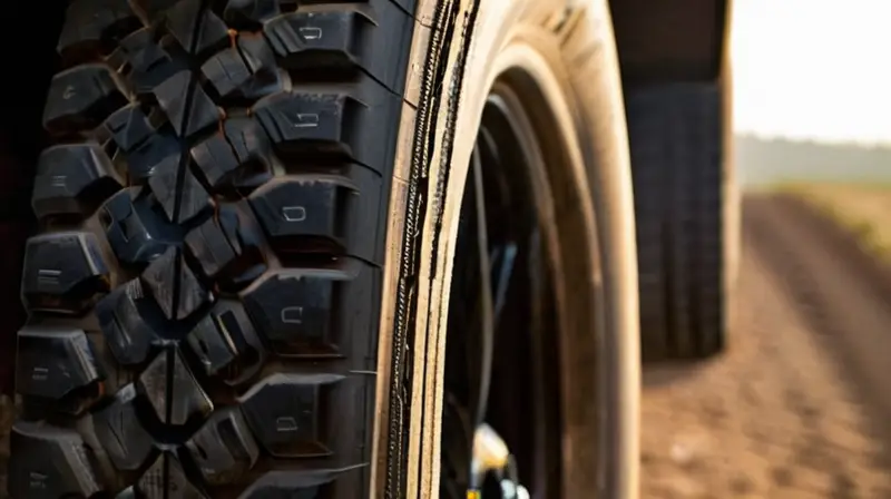 Una imagen detallada de un neumático de grava de alto rendimiento