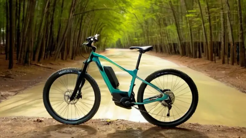Una e-bike Megamo Ridon FS 22 brilla en un paisaje montañoso con vegetación verde y un cielo azul