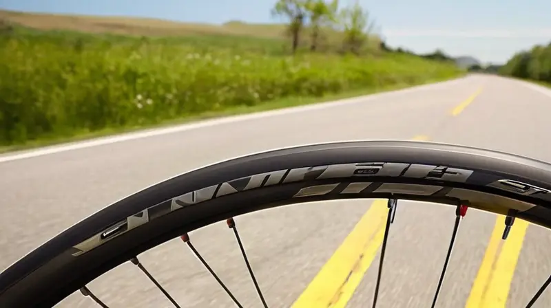 Bicicleta de carbono con diseño aerodinámico, acabados brillantes y detalles precisos en un entorno soleado