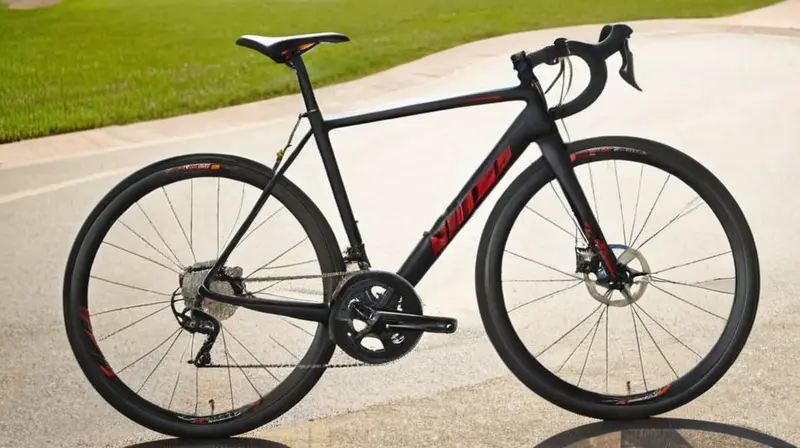 Bicicleta de aluminio negra con detalles rojos