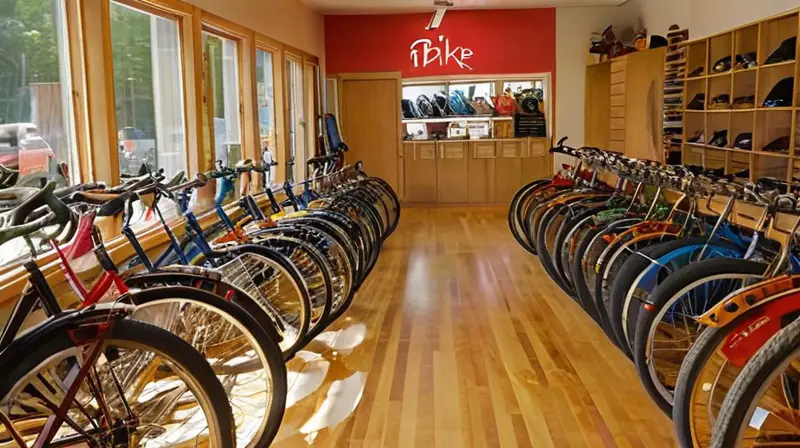 Una animada tienda de bicicletas iluminada por el sol