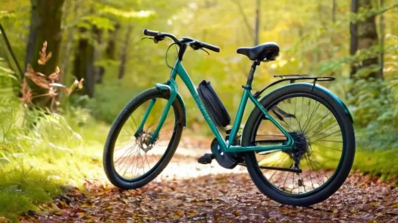 Bicicleta ligera y elegante en color teal con detalles geométricos