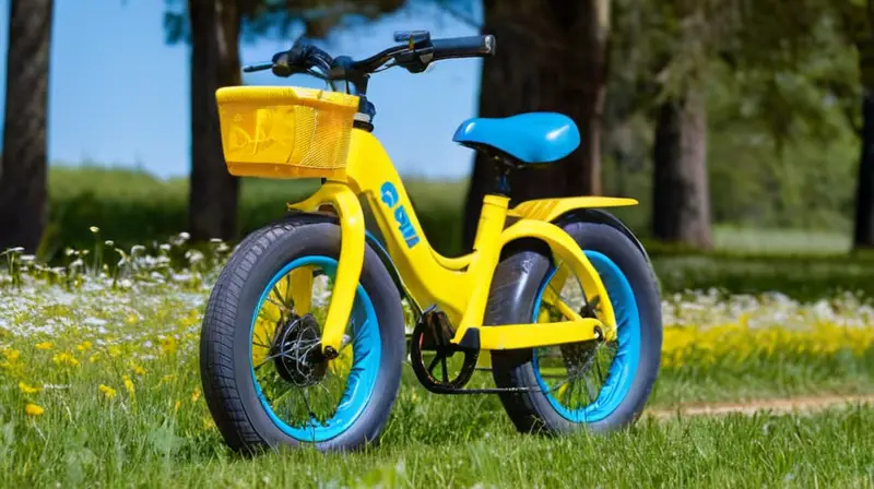 Una bicicleta eléctrica azul vibrante para niños