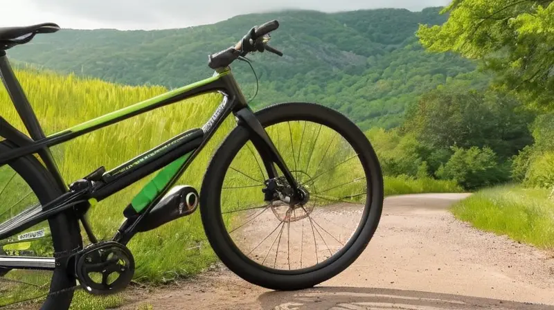 Bicicleta de carbono negra mate con detalles verdes