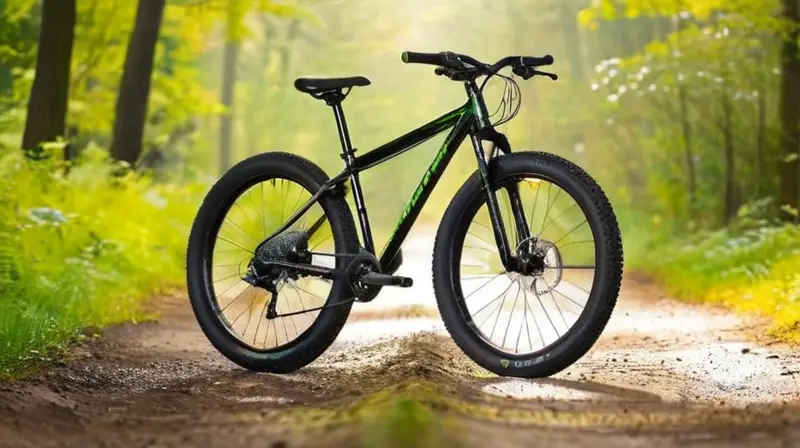 Bicicleta de montaña con marco negro mate