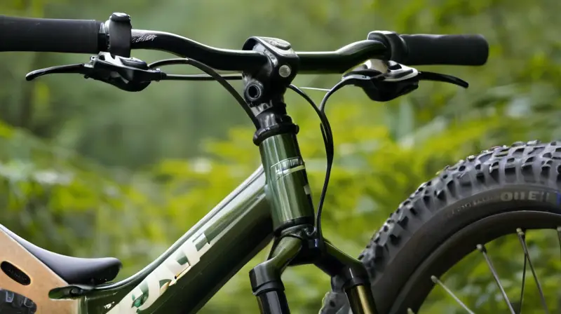 Una bicicleta de montaña robusta destaca en un sendero rocoso, con un marco metálico brillante y neumáticos gruesos que se aferran al terreno irregular