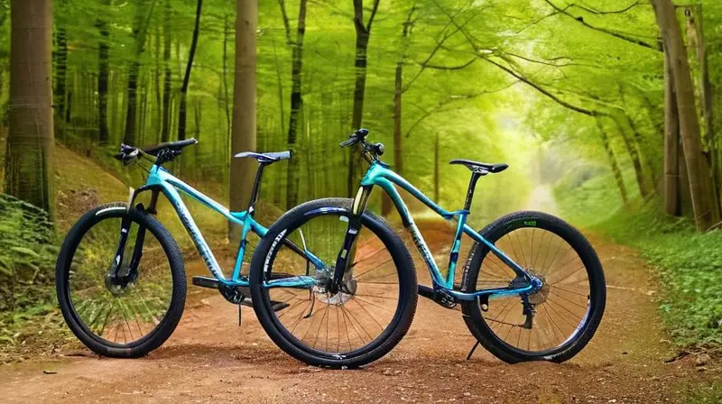 Bicicletas de montaña Merida brillan en colores vibrantes bajo la luz suave, con diseños ligeros y detalles que sugieren aventuras al aire libre