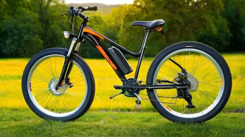 Bicicleta de diseño aerodinámico en negro mate con detalles naranjas