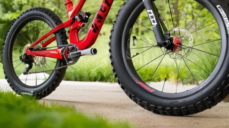 Bicicleta de carbono elegante y ligera, con acabado mate y detalles brillantes en rojo y negro, diseñada para un rendimiento ágil