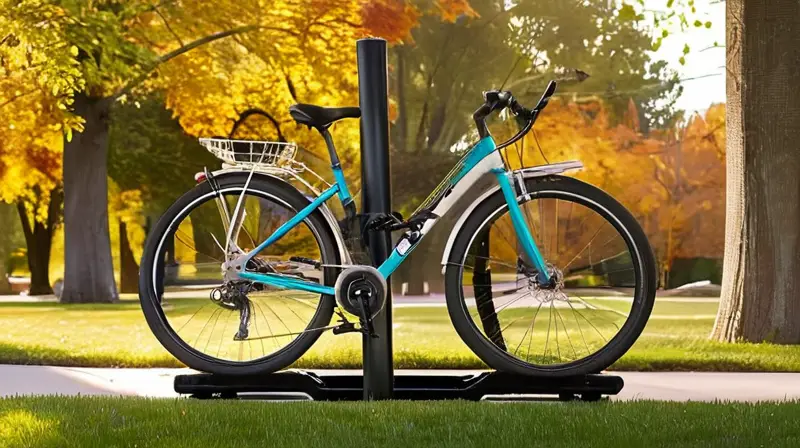 Un robusto y moderno soporte para bicicletas de metal negro mate