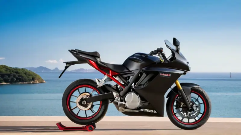 Batería negra elegante con acabado mate, diseño compacto y ergonómico, detalles intrincados y conectores brillantes, ideal para integración en eBike