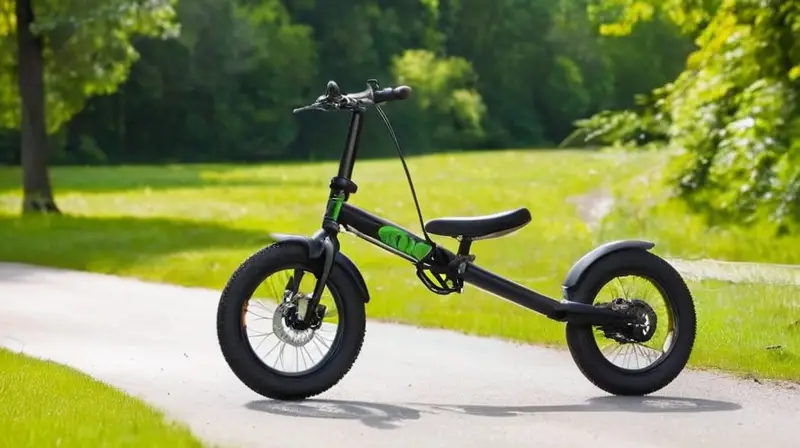 Bicicleta compacta y plegable con marco negro mate