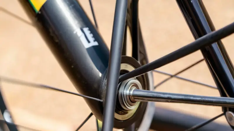 Un primer plano de rodamientos de bicicleta resalta su precisión y complejidad en un entorno de herramientas