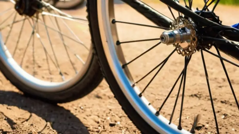 Una imagen detallada de ruedas de bicicleta brillando al sol