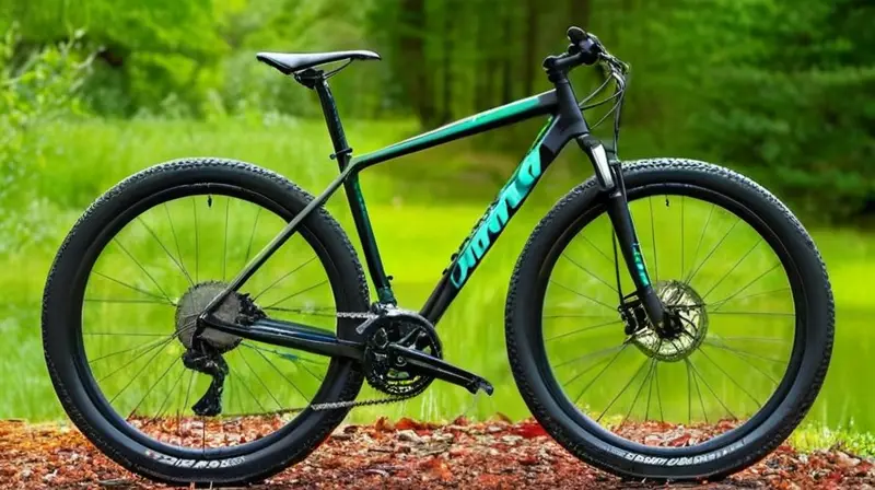 Bicicleta de montaña de alto rendimiento con cuadro de carbono negro mate