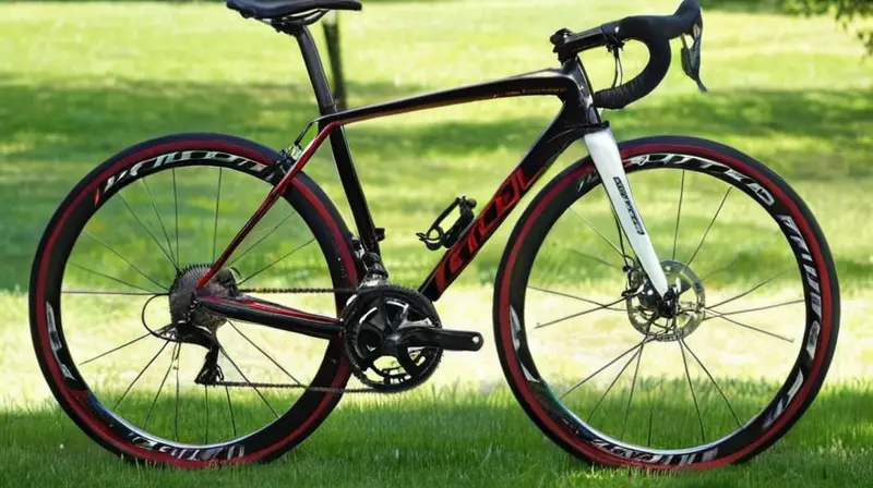 Una bicicleta Merida Scultura de marco metálico brillante y detalles en fibra de carbono, en un entorno natural con luz suave