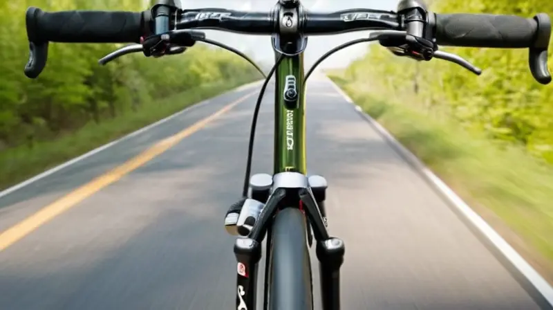 Sistema de cambios Shimano CUES con acabado metálico pulido y diseño ergonómico, resaltando detalles y contrastes en un entorno natural