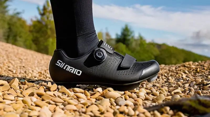 Zapatos de ciclismo Shimano ET500 en negro mate, con diseño aerodinámico, detalles en costura, paneles de malla, suela de goma texturizada y un fondo de terreno rugoso