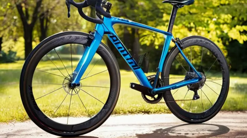 Una bicicleta Specialized Roubaix de color azul metálico
