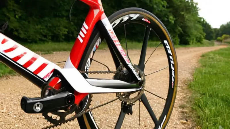 Bicicleta de diseño aerodinámico en negro mate con detalles en rojo y blanco