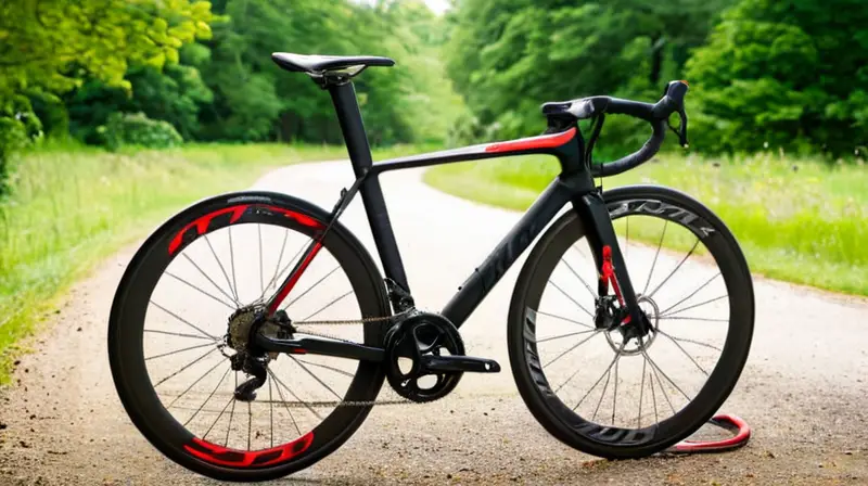 Bicicleta de carbono negra mate con diseño aerodinámico