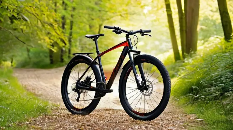 Bicicleta de diseño aerodinámico en negro mate con detalles en rojo y plata
