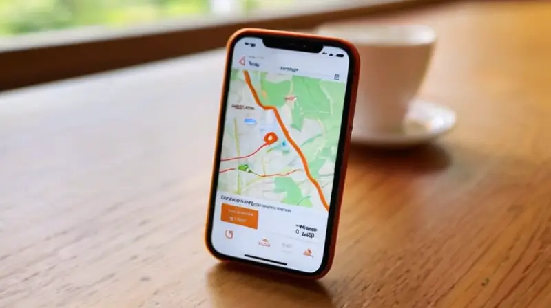 Un smartphone sobre una mesa de madera refleja luz suave mientras muestra la vibrante interfaz de la app Strava